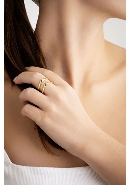 Modern Zaman 18 Ayar Sarı Altın Kaplama Ayarlanabilir Gümüş Minimal Yüzük modelleri