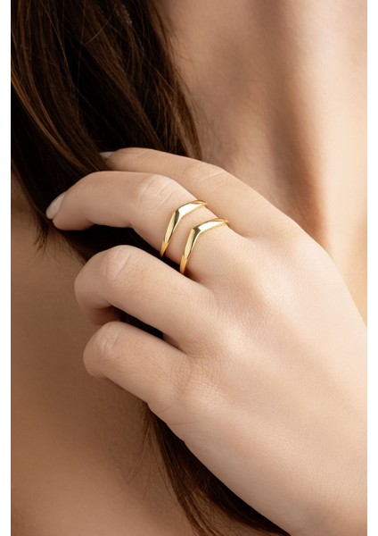 Modern Zaman 18 Ayar Sarı Altın Kaplama Ayarlanabilir Gümüş Minimal Yüzük fırsatları