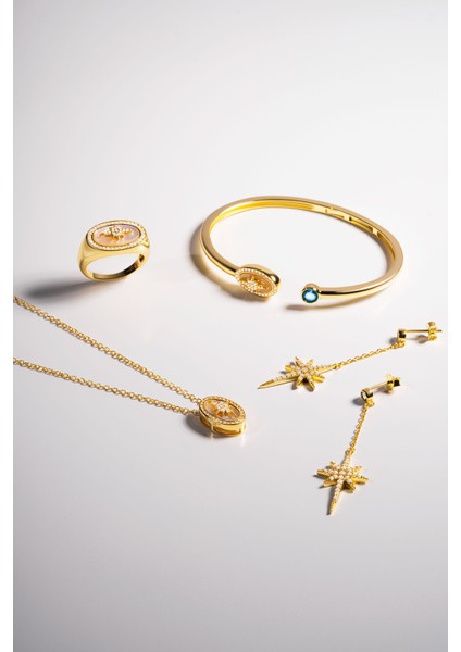 Mirasın Izinde 18 Ayar Sarı Altın Kaplama Gümüş Yıldız Yüzük fırsatları