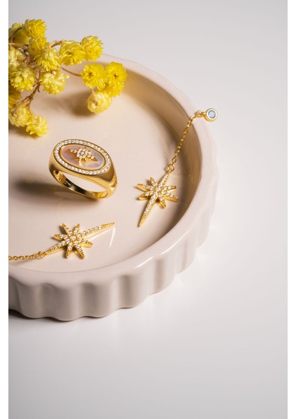 Mirasın Izinde 18 Ayar Sarı Altın Kaplama Gümüş Yıldız Yüzük indirimleri