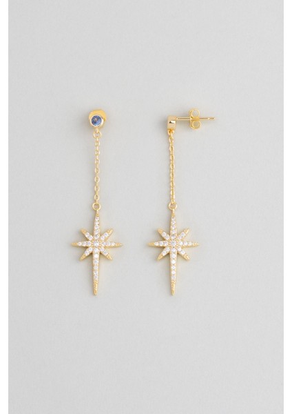 Mirasın Izinde 18 Ayar Sarı Altın Kaplama Gümüş Yıldız Küpe