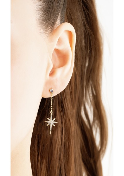 Mirasın Izinde 18 Ayar Sarı Altın Kaplama Gümüş Yıldız Küpe indirimleri