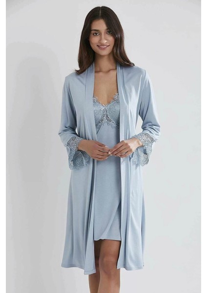 Pierre Cardin 5040 6'lı Modal Gecelik Sabahlık Çeyiz Seti Mist