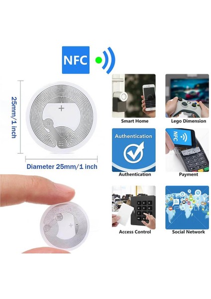 - 50 Adet - NTAG213 13.56 Mhz Rfid 144 Byte Nfc Etiket Beyaz - Programlanabilir - ISO14443A indirimleri