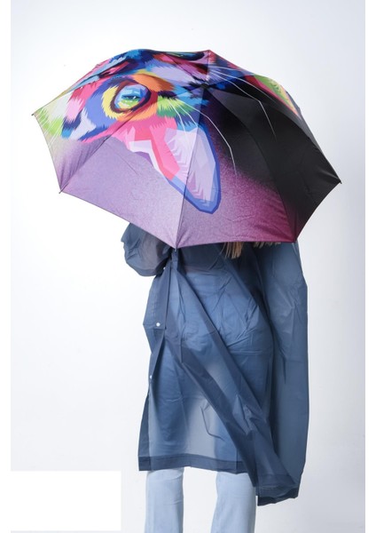 Renkli Kedi Desenli 8 Telli Manuel Rüzgara Dayanıklı Şemsiye M21MAR611 fiyatları