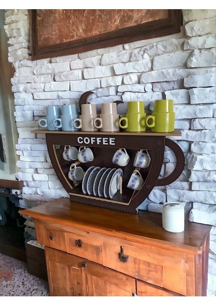Kahve Köşesi, Ev Ofis Cafe Mutfak Aksesuar, Bardak Rafı, Bardaklık, Fincanlık, Baharatlık EH032