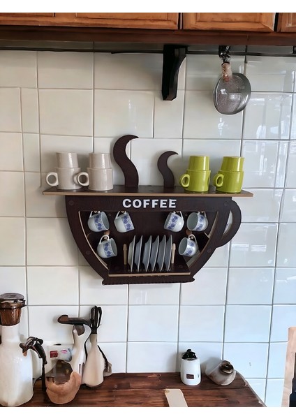 Kahve Köşesi, Ev Ofis Cafe Mutfak Aksesuar, Bardak Rafı, Bardaklık, Fincanlık, Baharatlık EH032