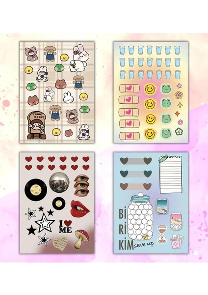 Vintage My Dıy Sticker Book 24 x 17 cm 16 Sayfa Özel Tasarım Rengarenk Sticker Kitabı modelleri