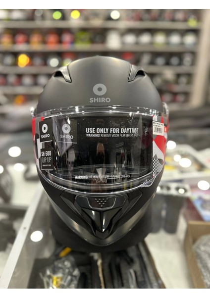 Kask Shıro SH-508 Mat Siyah Çene Açılır