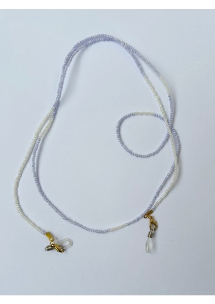 Lila Beyaz Boncuk Gözlük Askısı PYTKGZLKSKS103