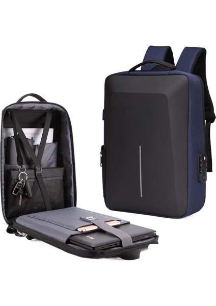 17.3 Inç 15.6 Bilgisayar Çantası Alaşım Çerçeve Hırsızlık Önleyici Çanta Iş Sert Kabuklu Sırt Çantası (Yurt Dışından)