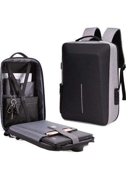 17.3 Inç 15.6 Bilgisayar Çantası Alaşım Çerçeve Hırsızlık Önleyici Çanta Iş Sert Kabuklu Sırt Çantası (Yurt Dışından)