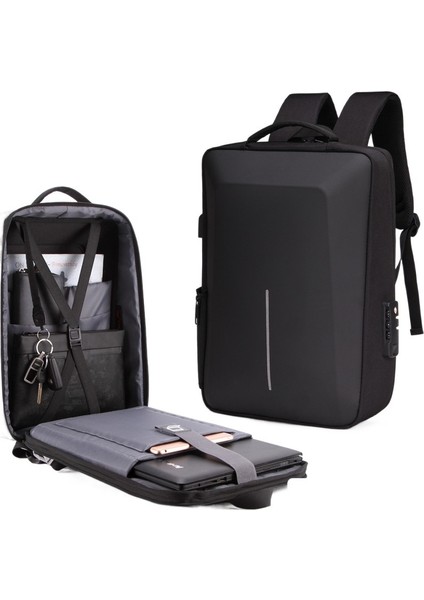 17.3 Inç 15.6 Bilgisayar Çantası Alaşım Çerçeve Hırsızlık Önleyici Çanta Iş Sert Kabuklu Sırt Çantası (Yurt Dışından)