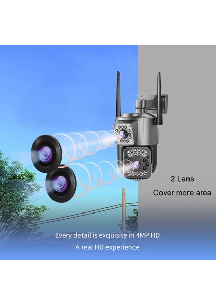 Aırstorr 2+2mp Wifi Hızlı Akıllı Dome Kamera Açık Çift Ekran Çift Lens Ev Güvenlik Ip Kamera Video