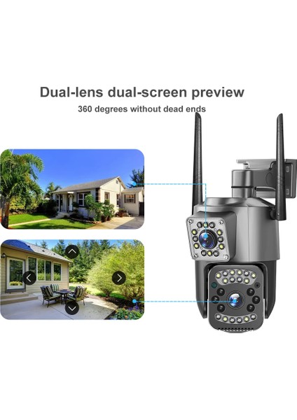 Aırstorr 2+2mp Wifi Hızlı Akıllı Dome Kamera Açık Çift Ekran Çift Lens Ev Güvenlik Ip Kamera Video