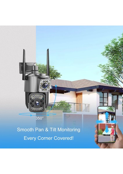Aırstorr 2+2mp Wifi Hızlı Akıllı Dome Kamera Açık Çift Ekran Çift Lens Ev Güvenlik Ip Kamera Video
