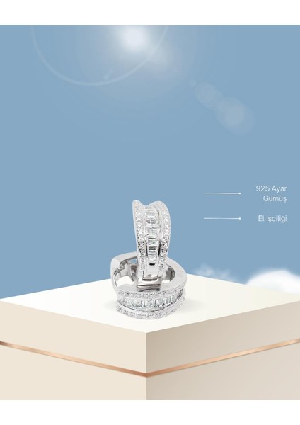 Pırlanta Model Baget Zirkon Halka Kadın Gümüş Küpe 16 mm fiyatları