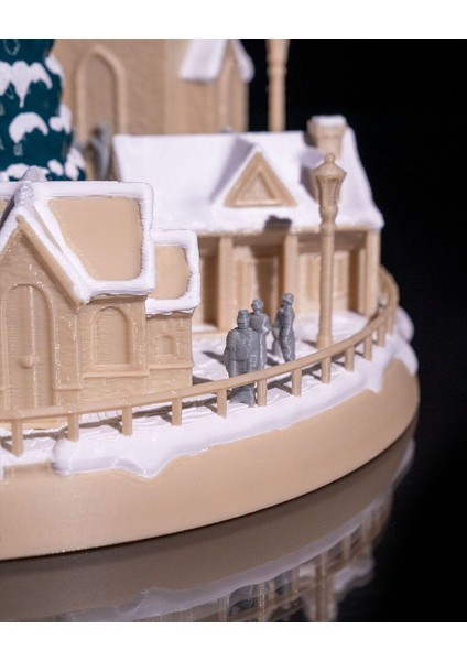 Karlı Noel Evi Obje Çam Ağaclı Yılbaşı Köyü Obje Büyük Boy 20CM