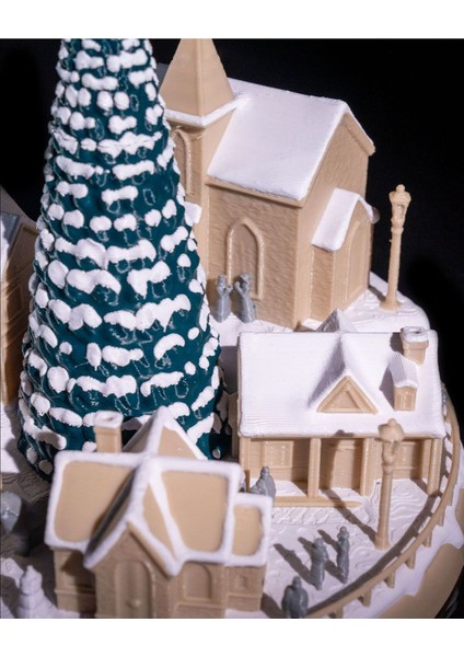 Karlı Noel Evi Obje Çam Ağaclı Yılbaşı Köyü Obje Büyük Boy 20CM