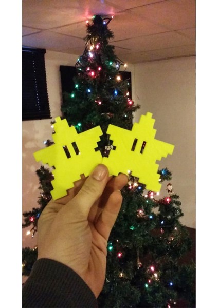 Yılbaşı Ağacı Süsü Süper Mario Pixel Yıldız 10CM