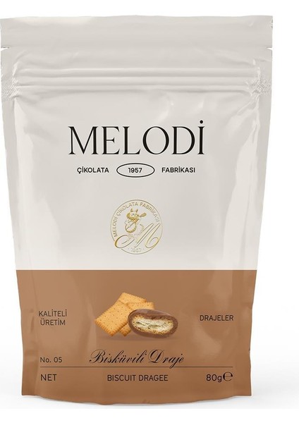 Melodi Çikolata Sütlü Bisküvi Draje 80 gr