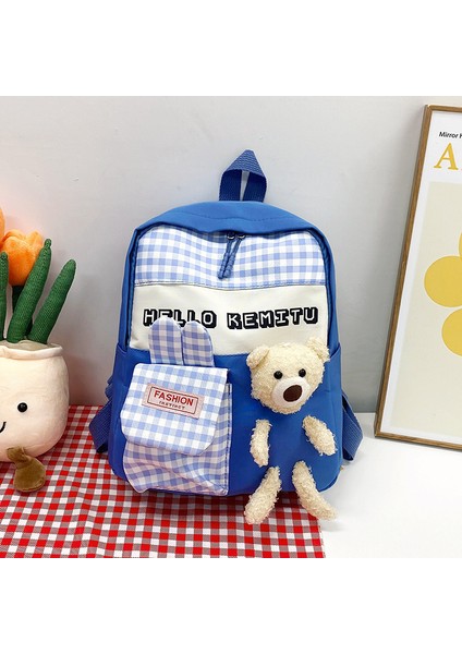 Yeni Ekose Ayı Çocuk Çantası 2024 Sonbahar Yeni Büyük Kapasiteli Çocuk Sırt Çantası (Yurt Dışından)