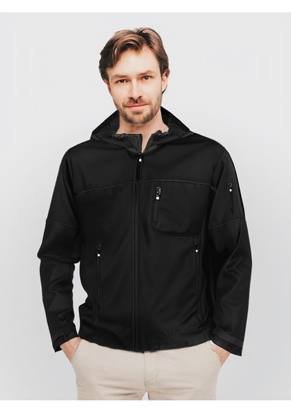 Tam Siyah Softshell Ceket