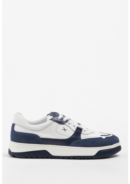 Matera Deri Indigo Mavi Beyaz Soft Eva Hazır Taban Sneaker