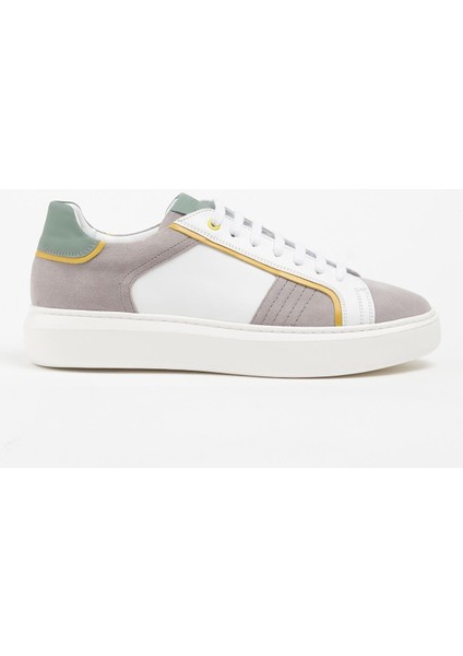 Salamanca Deri Beyaz Soft Gri Süet Eva Hazır Taban Sneaker