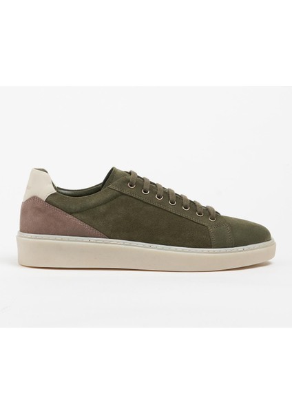 Portofino Deri Haki Taupe Süet Kauçuk Taban Sneaker