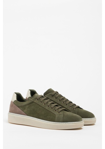 Portofino Deri Haki Taupe Süet Kauçuk Taban Sneaker