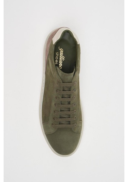 Portofino Deri Haki Taupe Süet Kauçuk Taban Sneaker