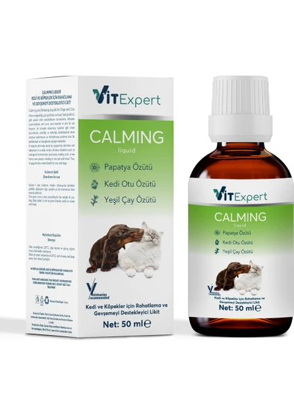 Kedi ve Köpekler Için %100 Doğal Anti Stress Sakinleştirici ve Rahatlatıcı Calming Liquid Damla 50 ml