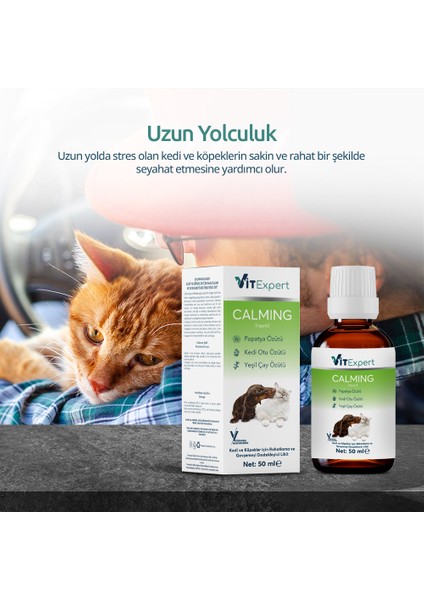 Kedi ve Köpekler Için %100 Doğal Anti Stress Sakinleştirici ve Rahatlatıcı Calming Liquid Damla 50 ml