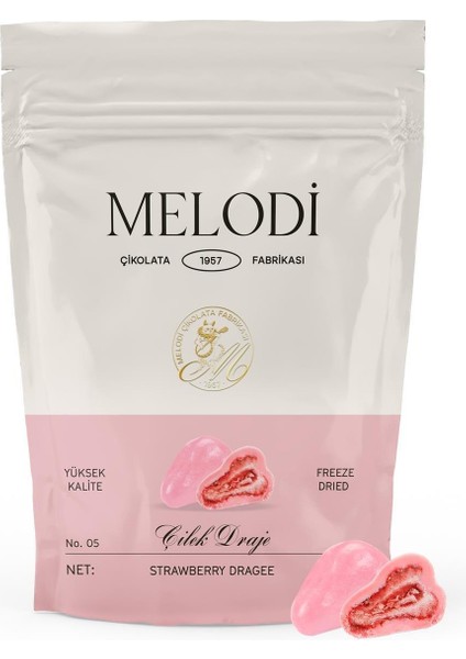 Melodi Çikolata Beyaz Çikolata Kaplı Çilek Draje (Pembe) 80 gr