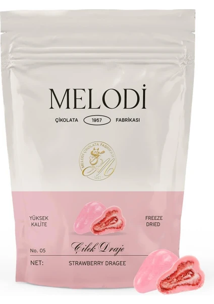 Melodi Çikolata Beyaz Çikolata Kaplı Çilek Draje (Pembe) 80 gr