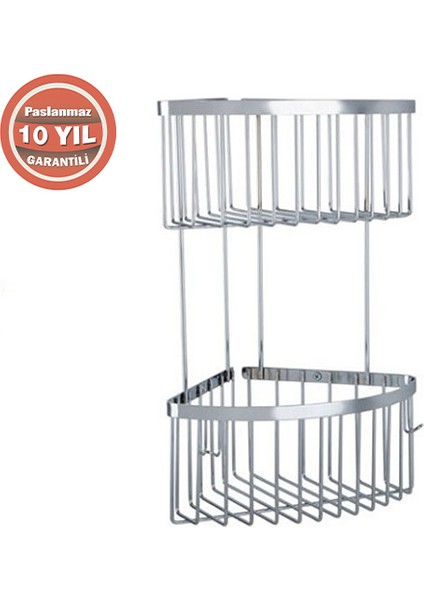 Derin Şampuanlık 2 Katlı Paslanmaz Pirinç 19X19 Cm Şampuanlık Köşe Süngerlik