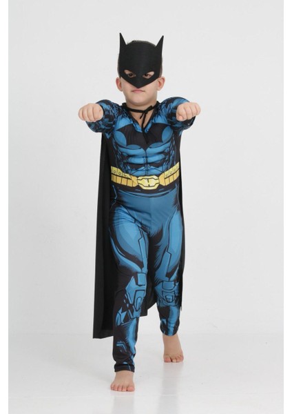 Neat Kids Batman Parti Doğum Günü Özel Gün Kaslı Pelerinli Maskeli Kostüm