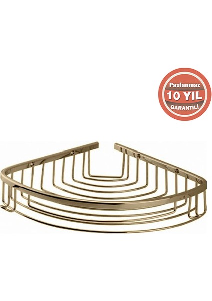 Paslanmaz Pirinç Destina 22 x 22 cm Şampuanlık Köşe Süngerlik Altın Gold