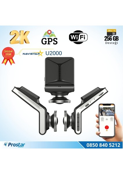 U2000 Wifi + Gps 1440P 170° Geniş Açı Gece Görüşlü Akıl
