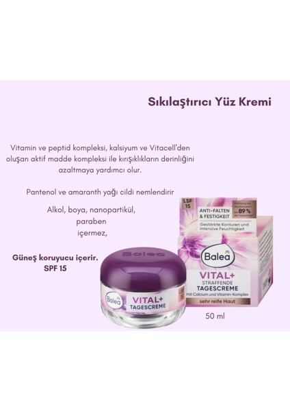 Vital+ Gündüz Yüz Kremi SPF15 50 ml