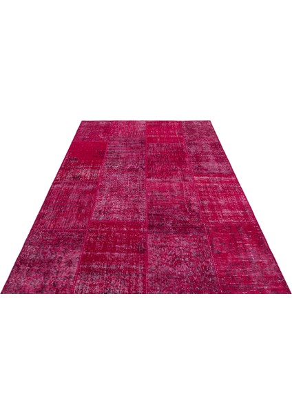 El Dokuma Patchwork Halısı ESKITME%100 Yün Kırmızı Renk fiyatları