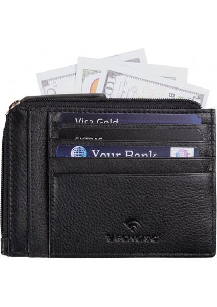 Erkek Cüzdan & Kartlık 41263801 Roncato Boston Credit Card Holder With Zipper Black