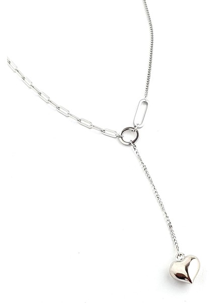 Italyan Tasarımı 925AYAR Gümüş Bombeli Kalp Y Kolye fiyatları