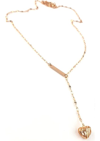 Italyan 925AYAR Gümüş Üzerine Rose Altın Kaplama Kalp Içinde Swarovski Taşlı Ayarlanabilir Y Kolye fiyatları