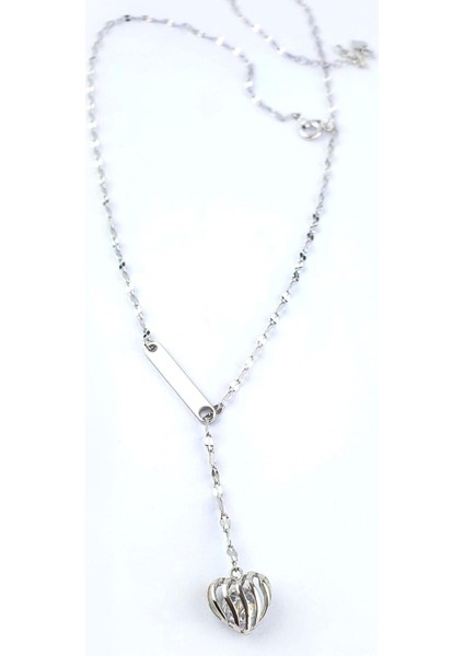 Italyan 925AYAR Gümüş Kalp Içinde Swarovski Taşlı Ayarlanabilir Y Kolye fiyatları