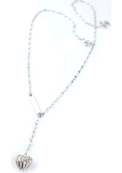 Italyan 925AYAR Gümüş Kalp Içinde Swarovski Taşlı Ayarlanabilir Y Kolye modelleri