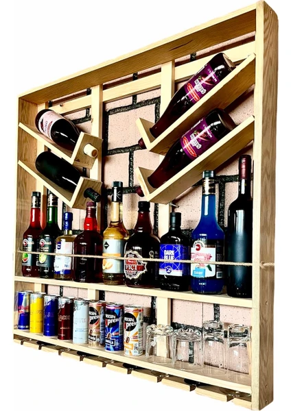 Ser Ticaret Dekoratif Mini Bar Ahşap Şarap Standı 92/82/12 Ş-R-P-10D-S