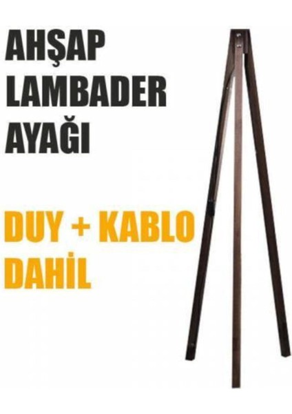 Tripod Ayak Ahşap Lambader Ayağı Tesisatlı LY625