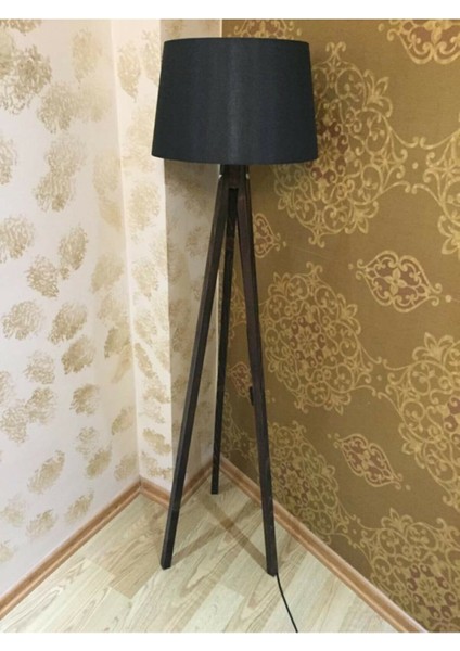 Siyah Başlık Kahve Ayak 3 Ayaklı Lambader LY677